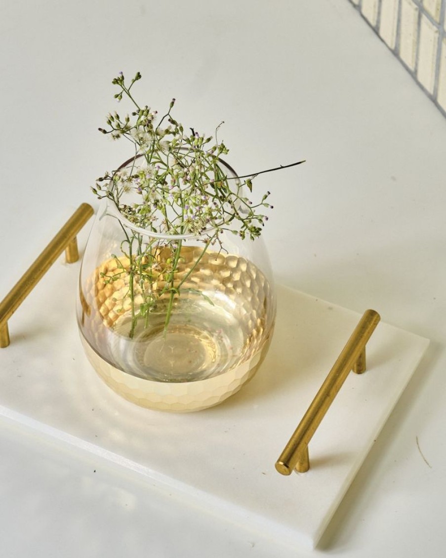 Decor Crane Living | Kamala Hammered Gold Bottom Vases - Small Teardrop