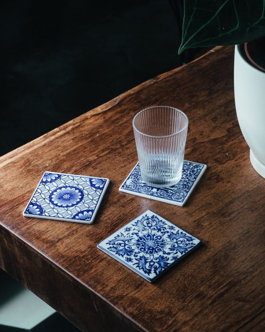 Homewares Crane Living | Antique-Royal-Blue-Ceramic-Coaster