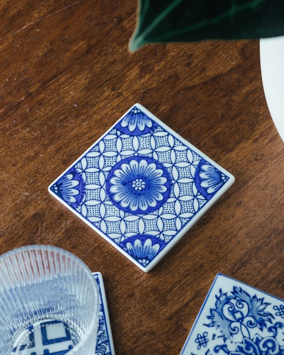 Homewares Crane Living | Antique-Royal-Blue-Ceramic-Coaster