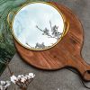 Decor Crane Living | Round Brass Rimmed Mirror Tray With Handle