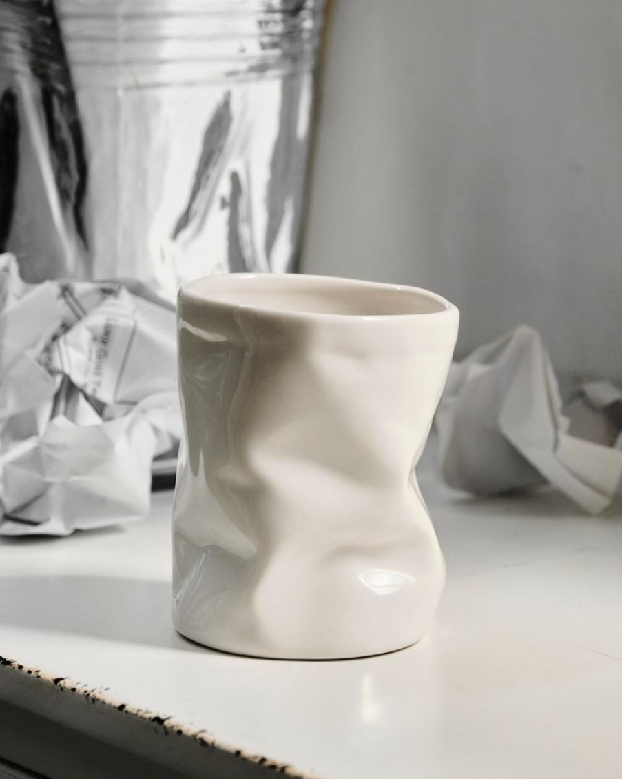 Homewares Crane Living | White Wrinkle Cup