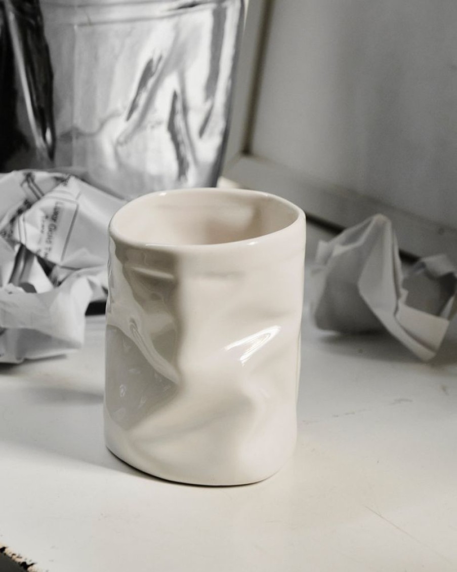 Homewares Crane Living | White Wrinkle Cup