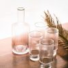 Homewares Crane Living | Aura Gold Rimmed Ribbed Glass Carafe Set - Tall Glass