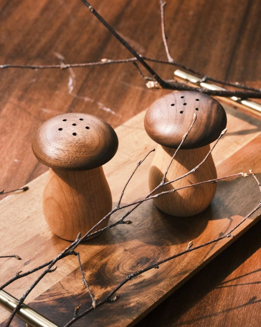 Homewares Crane Living | Wooden Mushroom Toothpick Shaker