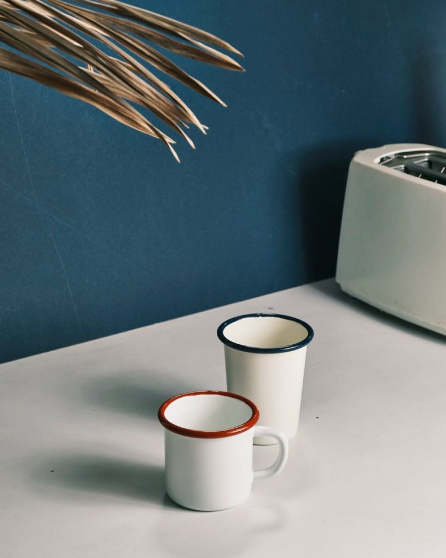 Homewares Crane Living | Nautical-Enamel-Cup-With-Blue-Edge