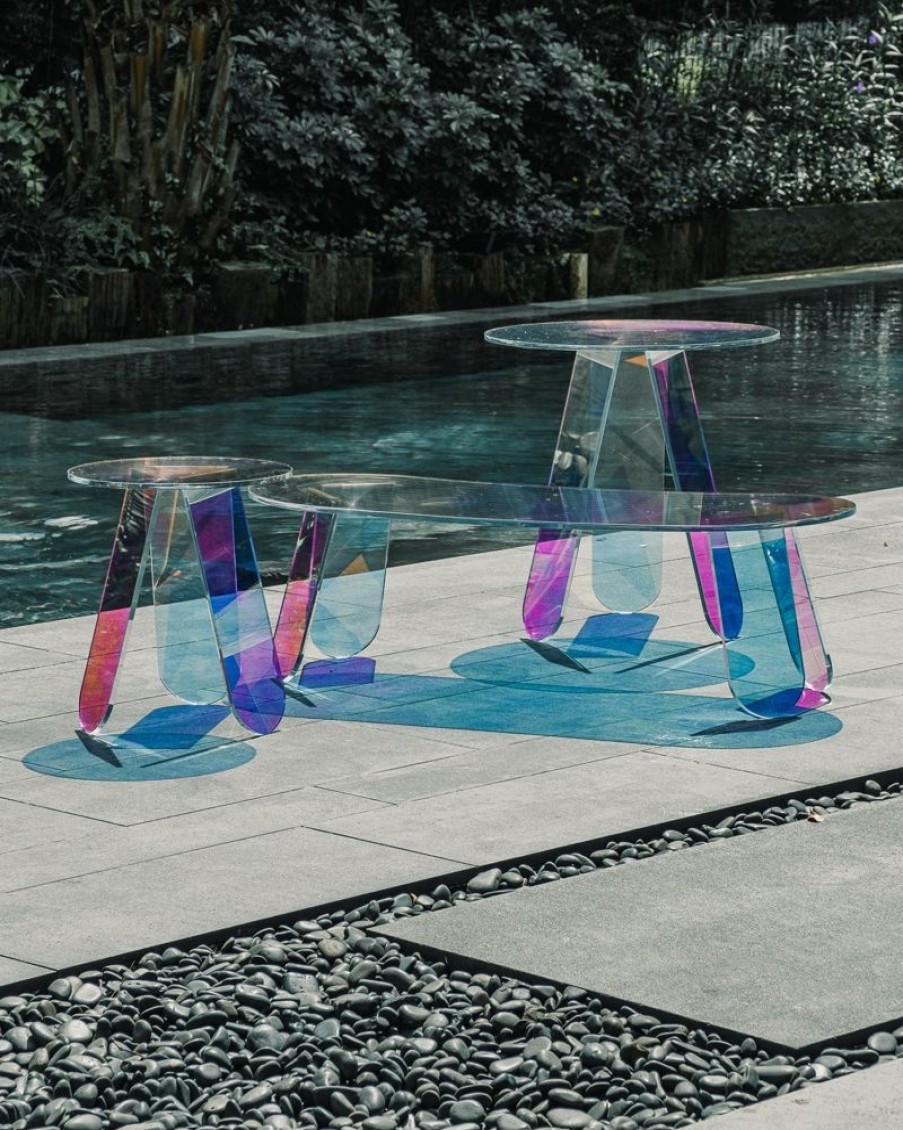 Furniture Crane Living | Iridescent Acrylic Coffee Tables - Medium