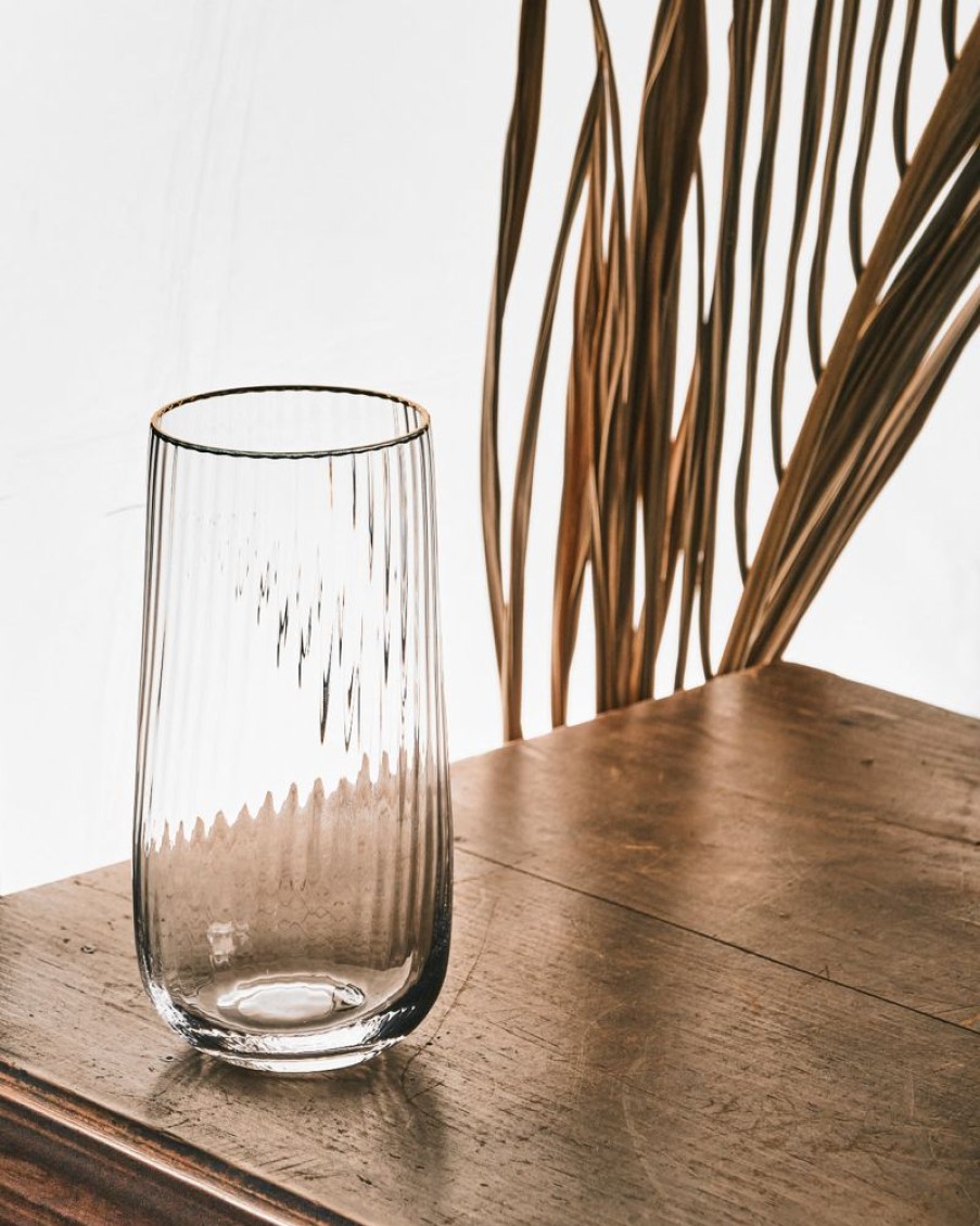 Homewares Crane Living | Aura Gold Rimmed Stemless Flute