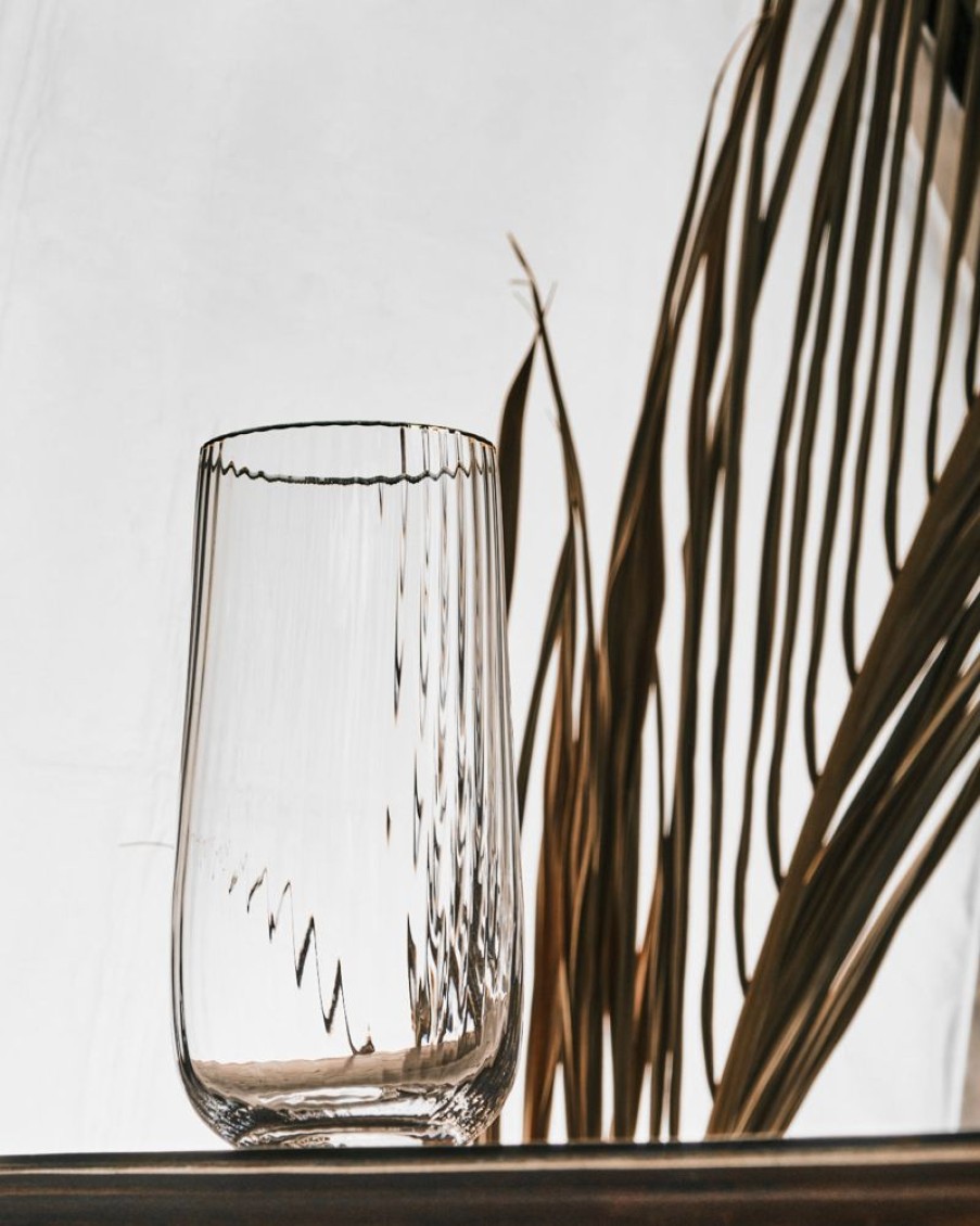 Homewares Crane Living | Aura Gold Rimmed Stemless Flute