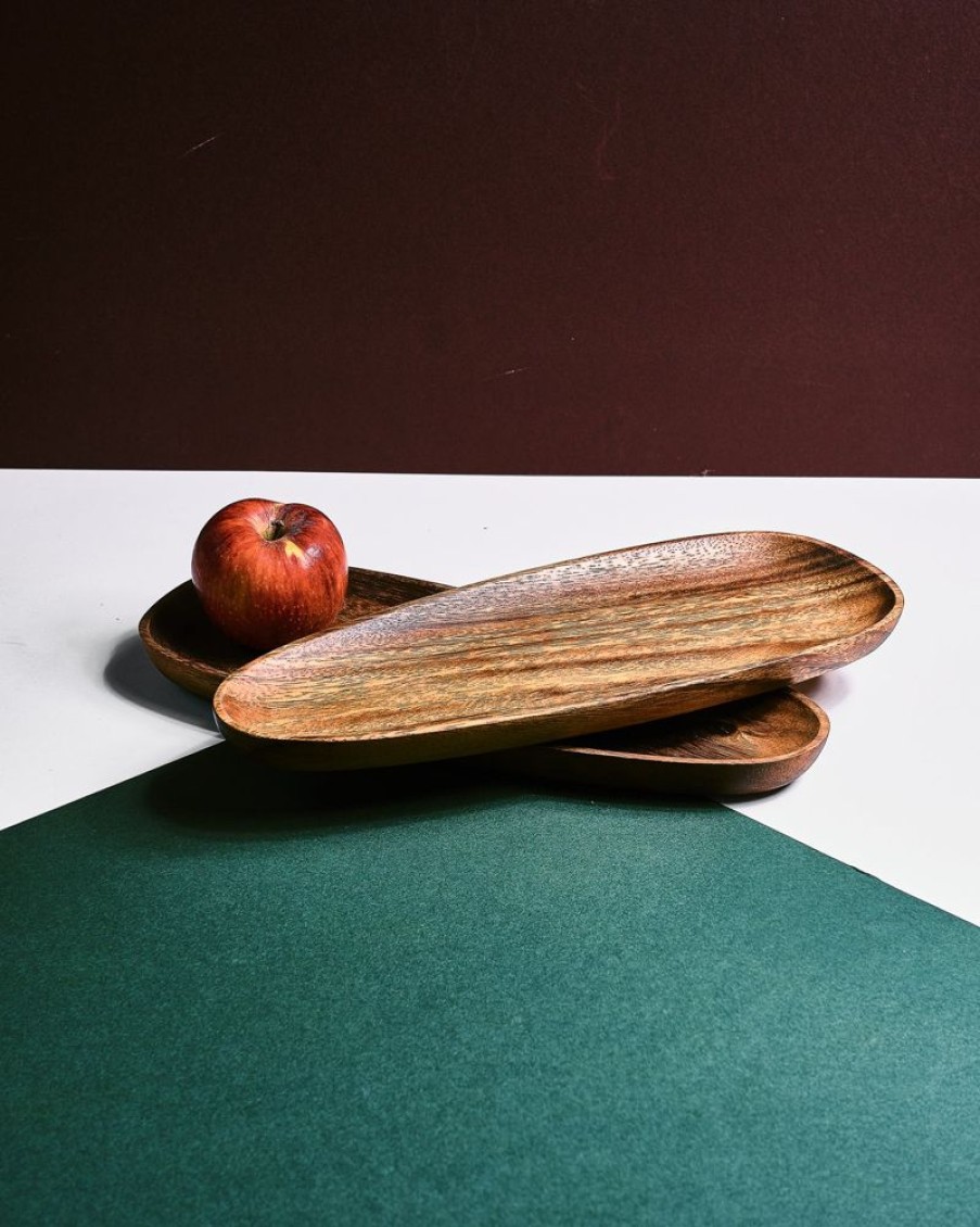 Homewares Crane Living | Cole Asymmetric Narrow Wooden Dish