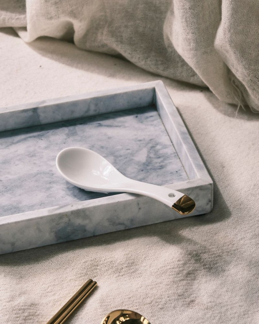 Homewares Crane Living | Kelly Ceramic Spoon With Gold Tip