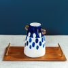 Decor Crane Living | Indigo Spotted Ceramic Vase With Gold Handles