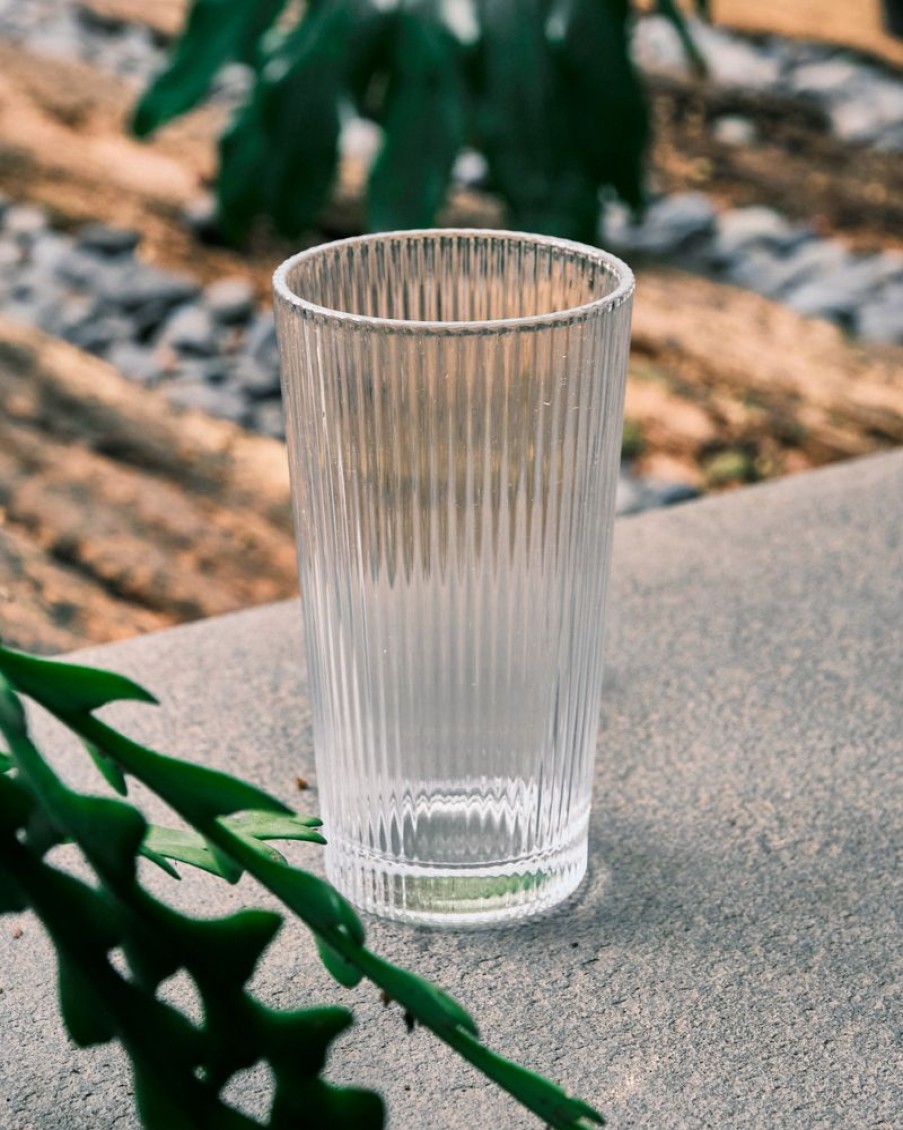 Homewares Crane Living | Costa Ribbed Tapered Water Glass - Tall