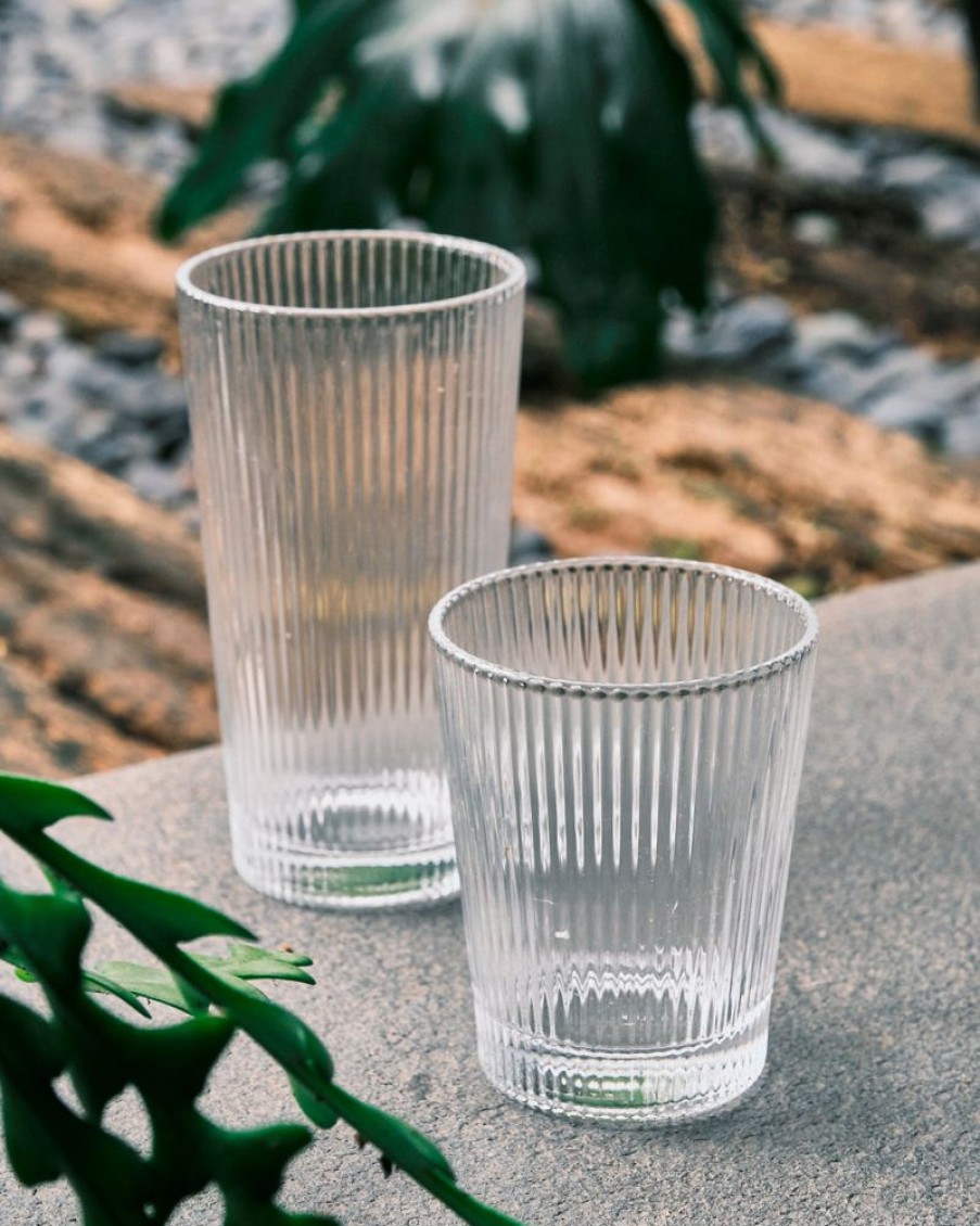 Homewares Crane Living | Costa Ribbed Tapered Water Glass - Tall