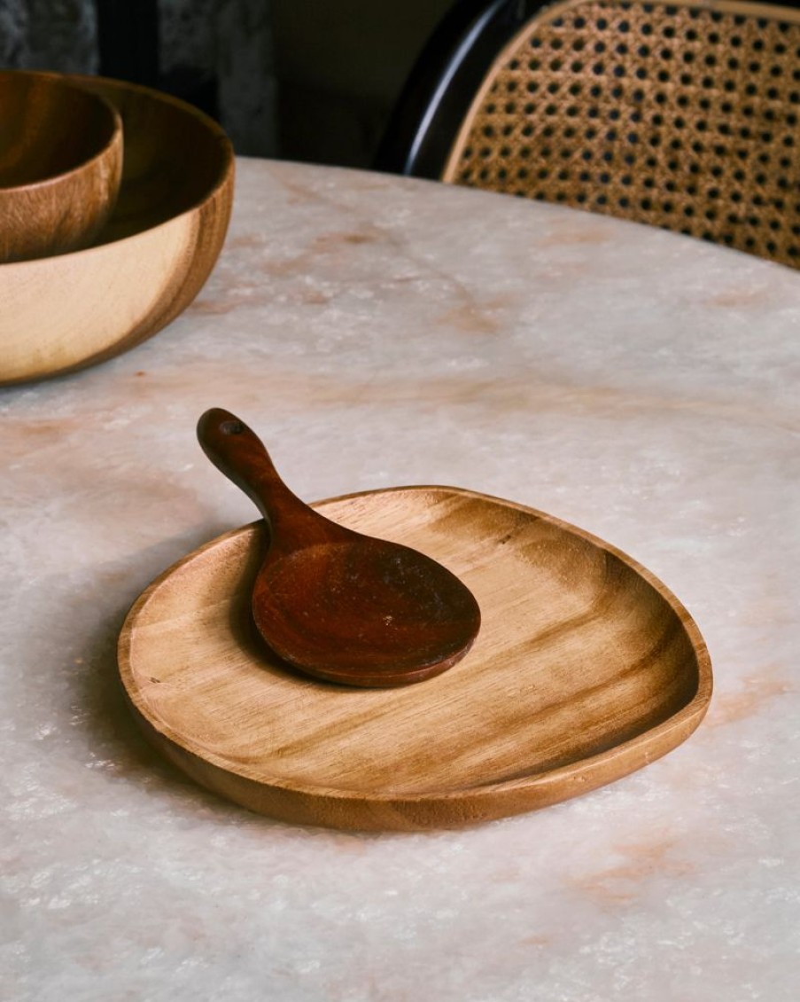 Homewares Crane Living | Teakwood Kitchen Utensils - Round Rice Spoon