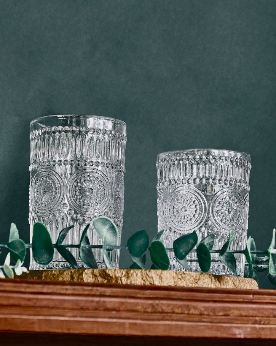 Homewares Crane Living | Carlotta Vintage Embossed Glass Cups