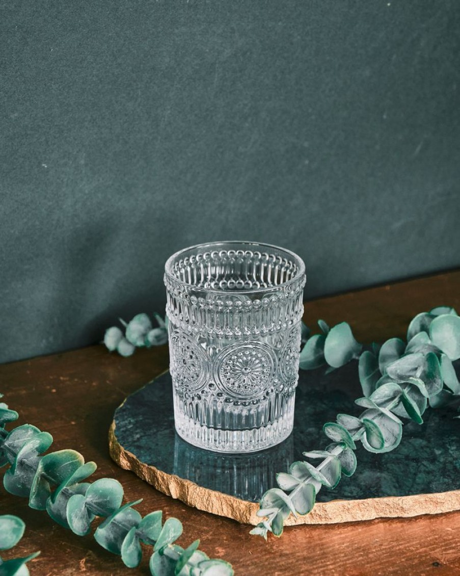 Homewares Crane Living | Carlotta Vintage Embossed Glass Cups