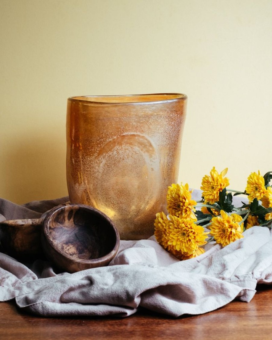 Decor Crane Living | Caleb Distressed Gold Vase - Small