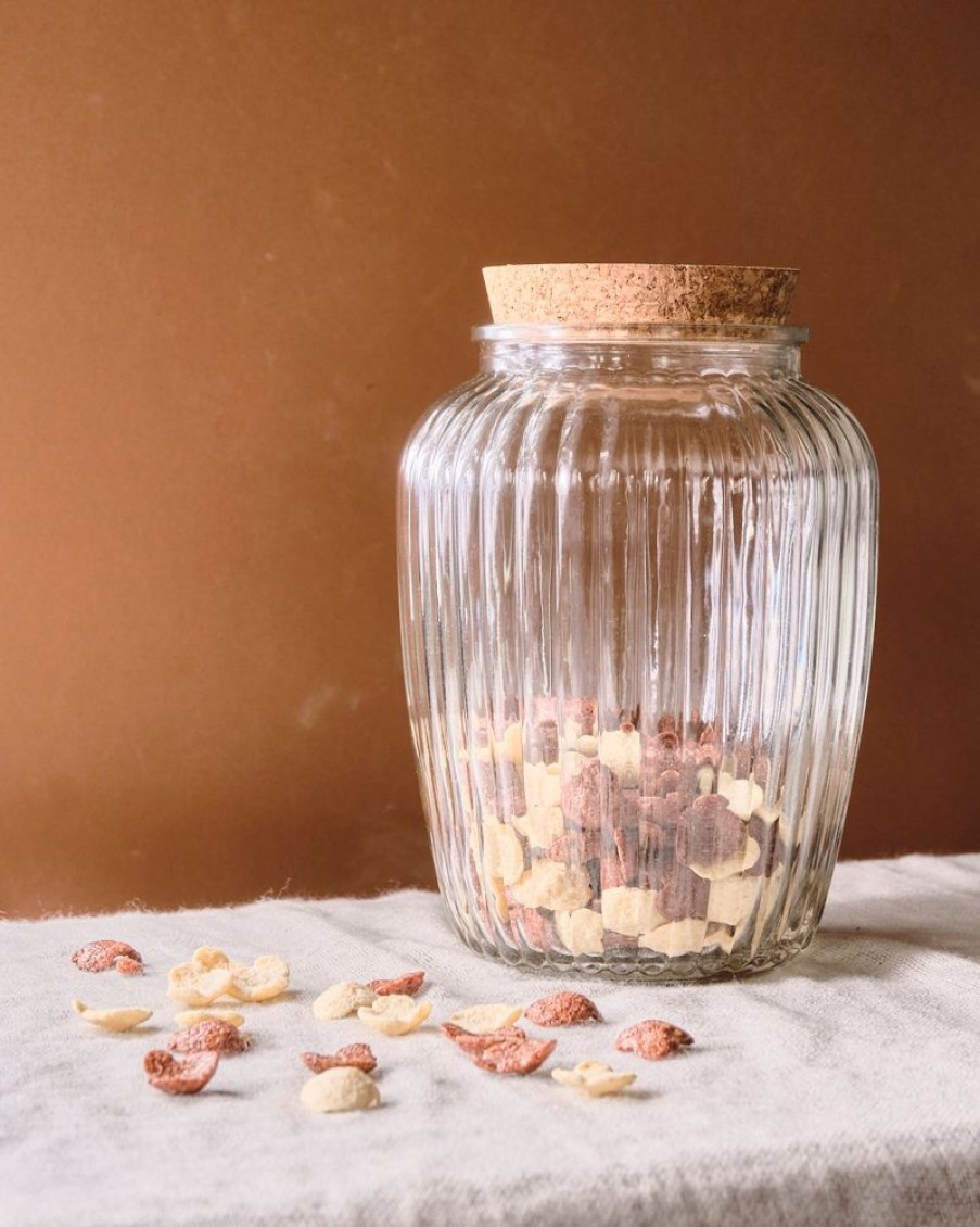 Homewares Crane Living | Bistro Glass Storage Jar With Cork Cover - Striped