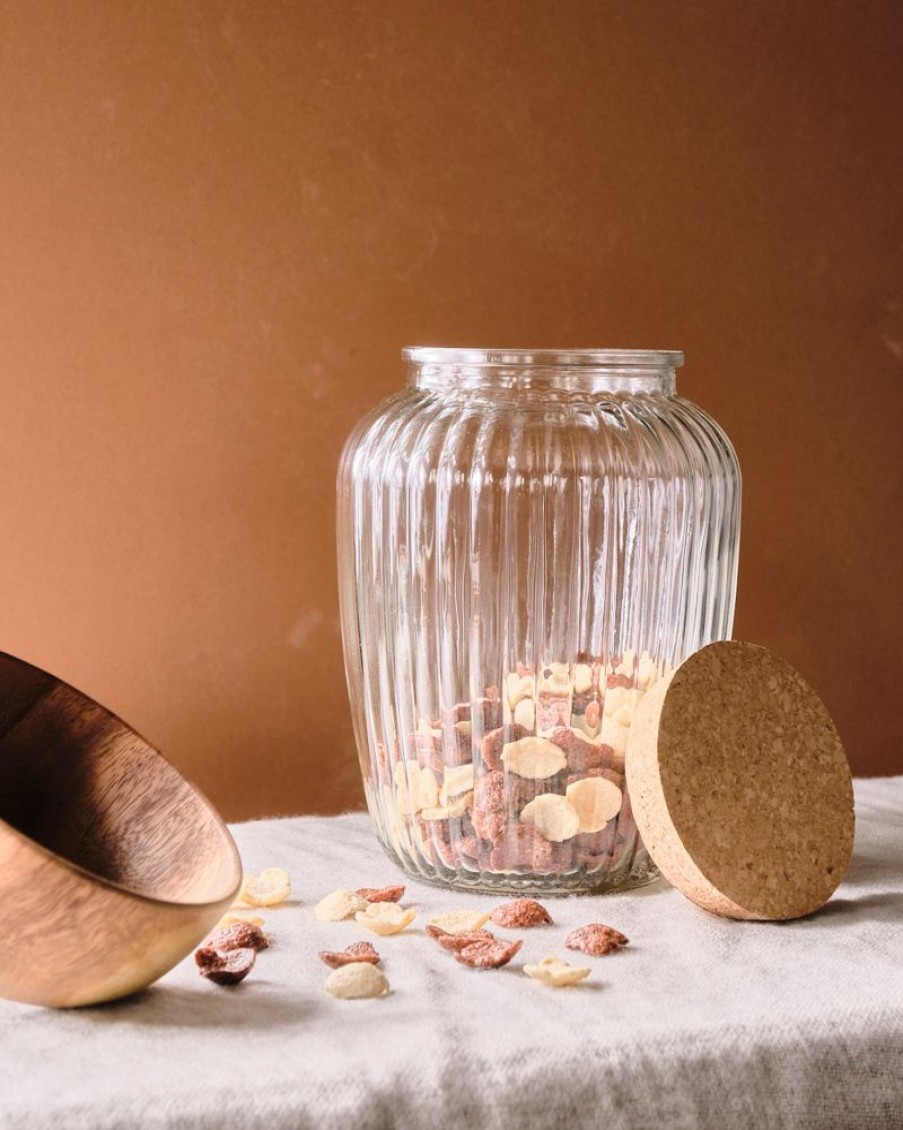 Homewares Crane Living | Bistro Glass Storage Jar With Cork Cover - Striped