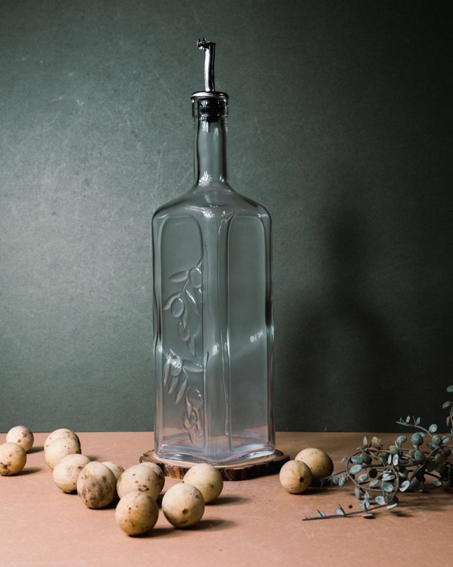 Homewares Crane Living | Glass Oil Bottle - Tall Wide