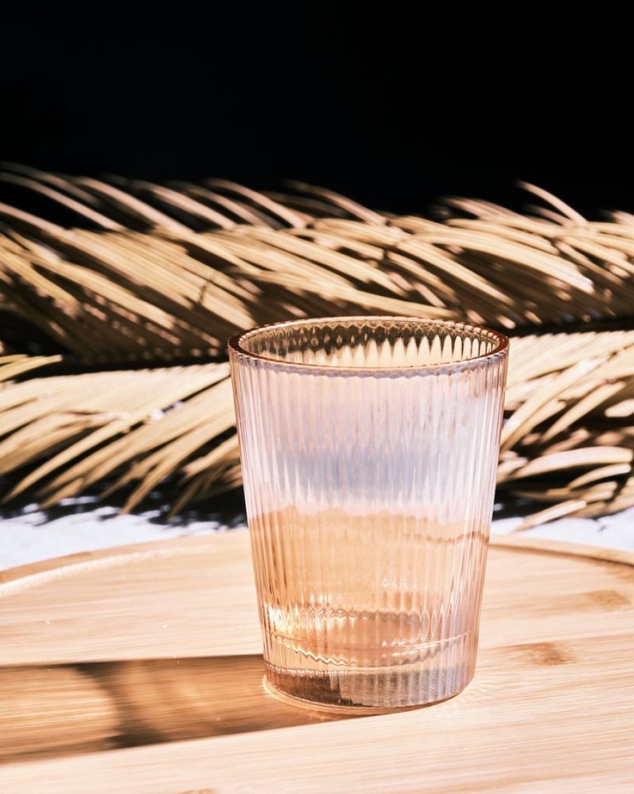 Homewares Crane Living | Costa Ribbed Tapered Water Glass - Burnt Amber