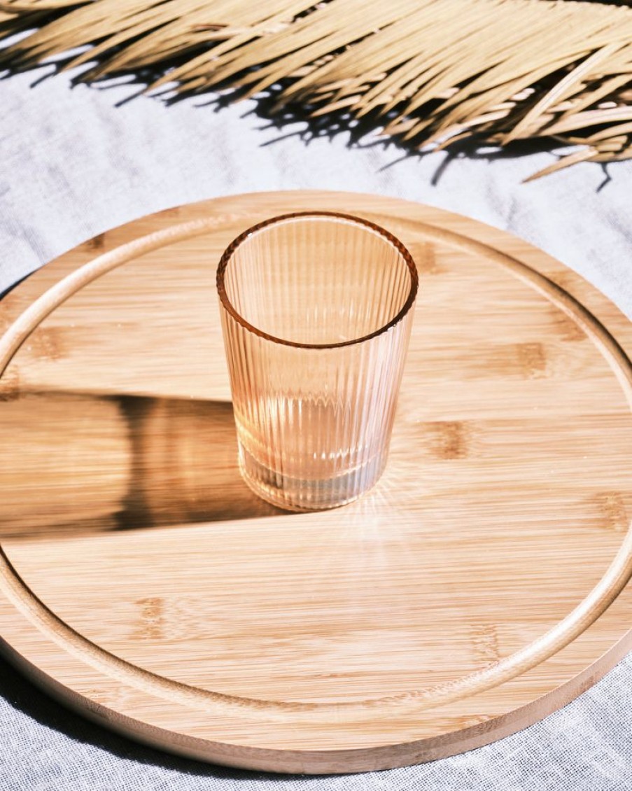 Homewares Crane Living | Costa Ribbed Tapered Water Glass - Burnt Amber