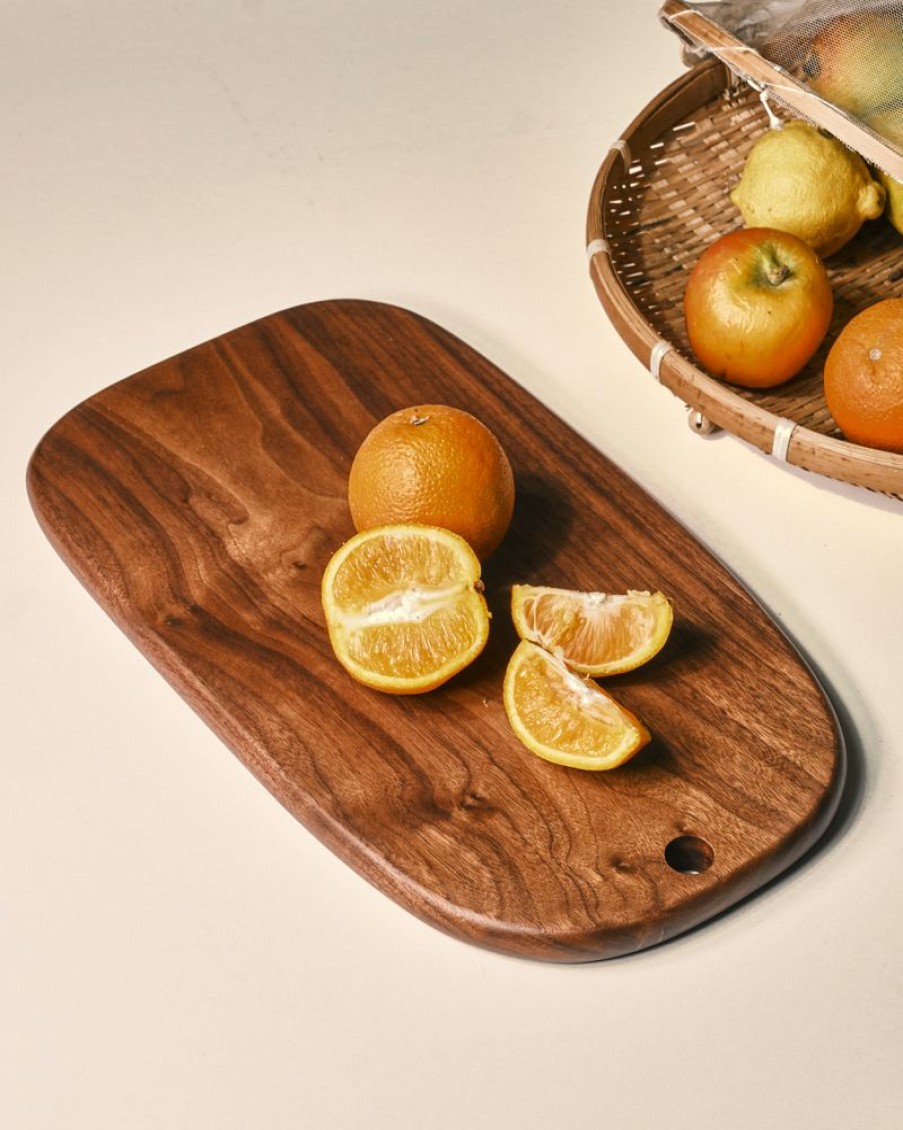 Homewares Crane Living | Cole Rectangular Wooden Board With Circle Hole